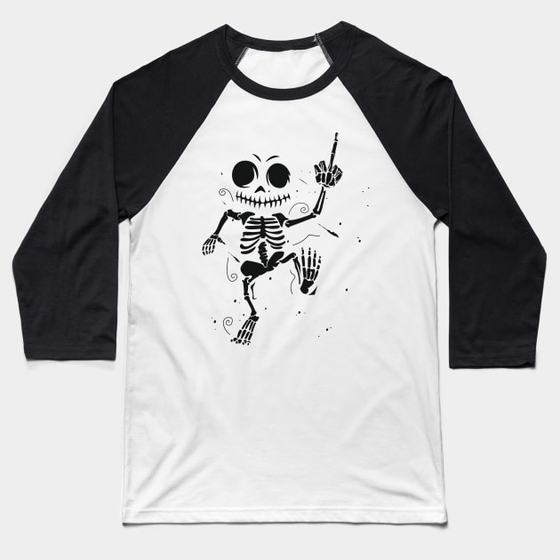 Dancing Skull Baseball T-Shirt by Whatastory